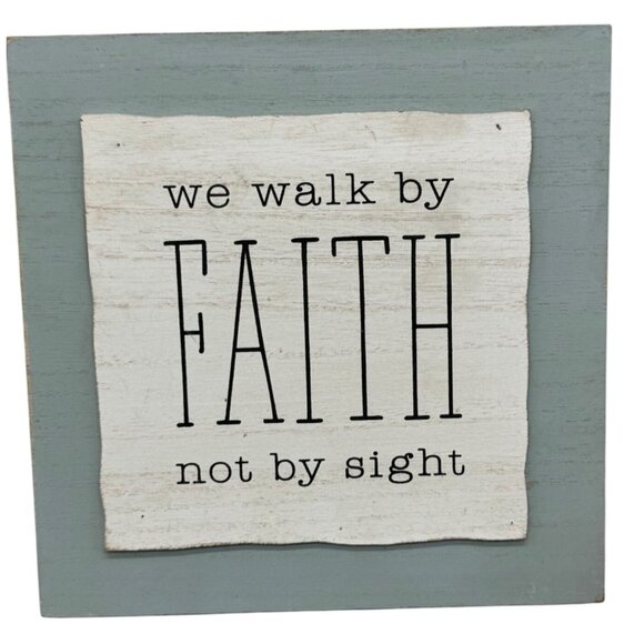 Other - We Walk By Faith Not By Sight Rustic Wooden Wall Decor 8" x 8"  READ
